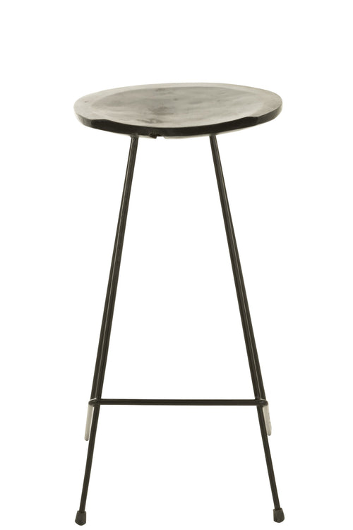 J-Line barkruk - hout/ijzer - zwart