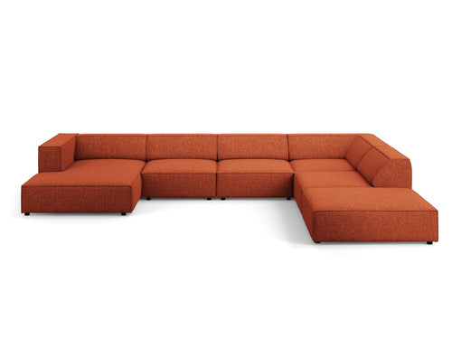 Cosmopolitan Design Panoramische hoekbank rechts Arendal 7-zits, chenille, terracotta - 262x364x70cm