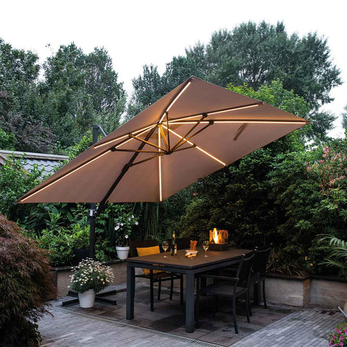 Garden Impressions zweefparasol Lumen LED donker grijs doek - 300x300 cm - vtwonen shop