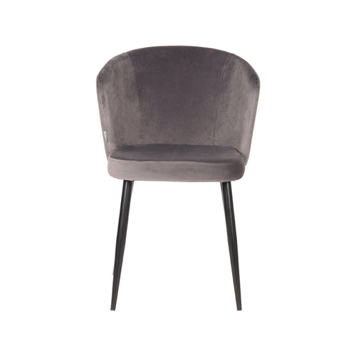 LABEL51 Eetkamerstoel Wave - Grijs Velvet - Zithoogte 50cm - Set van 2
