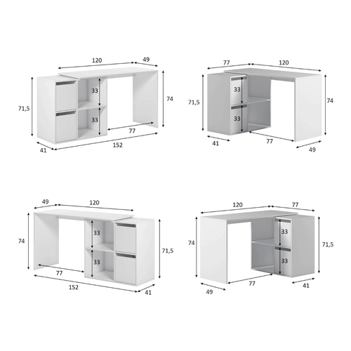Calicosy - Omkeerbaar VALEN - Wit 77x120x74 cm