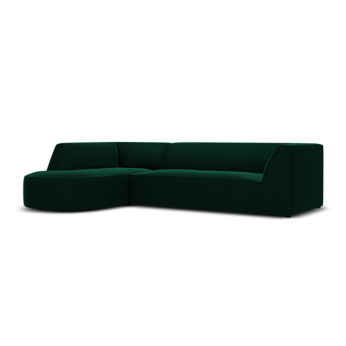 Cosmopolitan Design - Modulaire hoekbank links Siena 4-zits, flueel flessengroen - 180x273x69cm