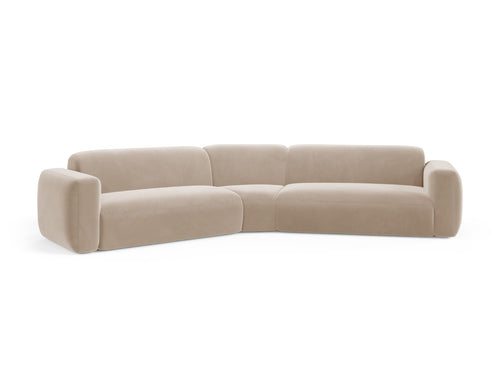 Cosmopolitan Design Symmetrische modulaire hoekbank Strino 3-zits, flueel beige - 210x344x78cm