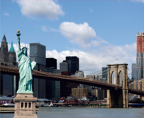 Sanders & Sanders fotobehang New york blauw, beige en groen - 375 x 270 cm - 600469