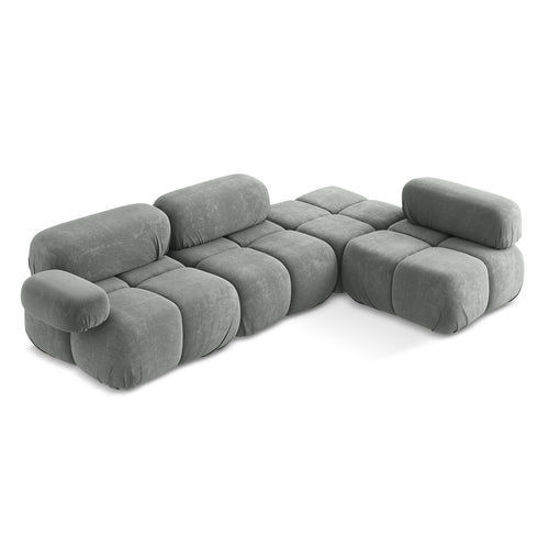 LaMiaSofa hoekbank rechts Sanremo - chenille stof - grijs - 285x190x70