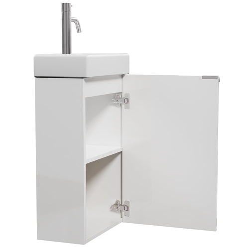 Badplaats Toiletmeubel Apollo 40 x 22 cm – Hoogglans Wit – Fonteinmeubel met Wastafel