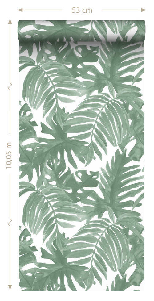 Sanders & Sanders behang palmbladeren vergrijsd groen - 53 cm x 10.05 m - 935265 - vtwonen shop