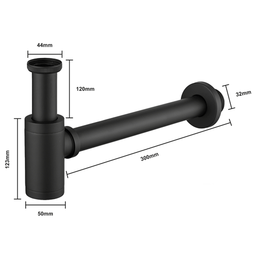 LOMAZOO wastafel sifon - mat zwart - 44 mm
