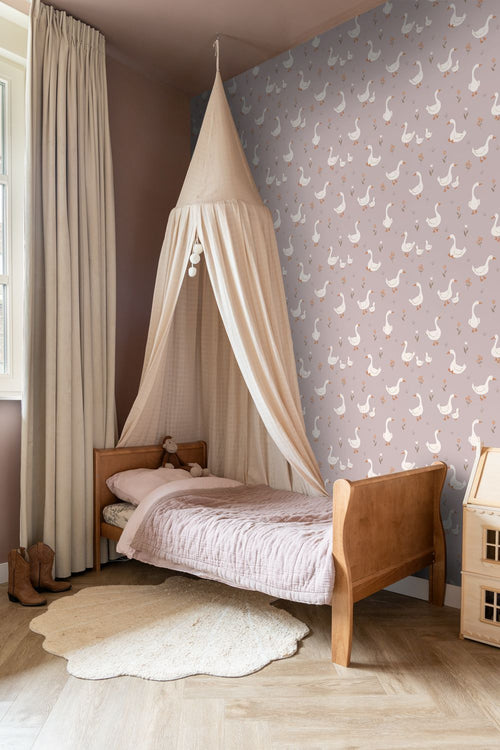 ESTAhome behang schattige ganzen paars - 50 x 900 cm - 131830