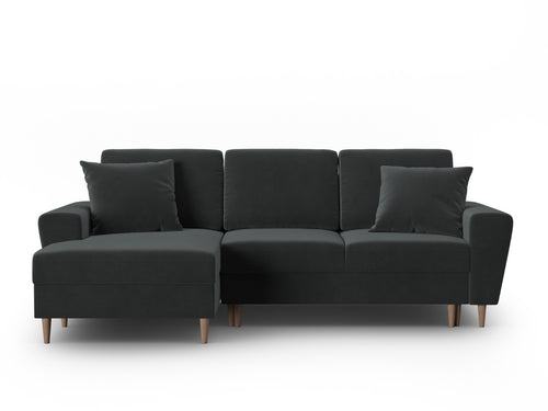Cosmopolitan Design Uitklapbare hoekbank links met opbergdoos Kyoto 4-zits, flueel donkergrijs - 145x241x88cm