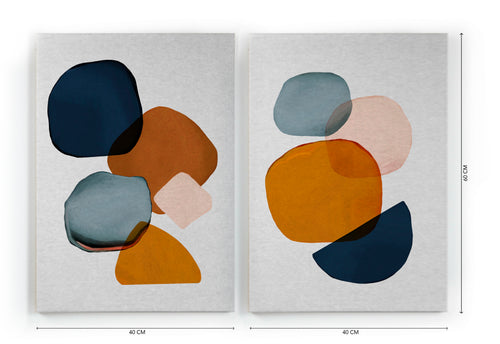 Set 2 Canvas 60x40 Gekleurde Bubbels