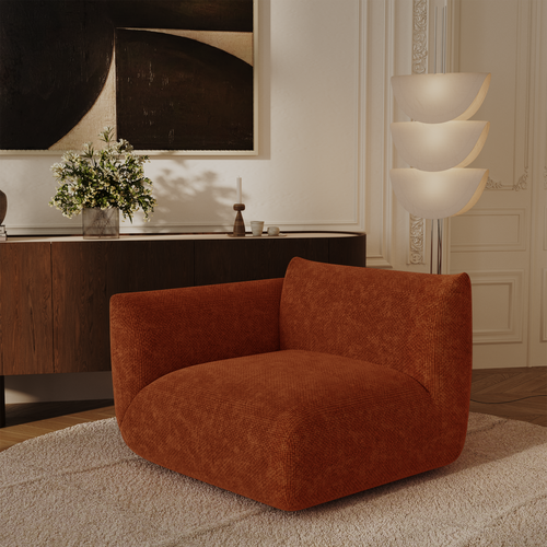 Sia Home - Hoekmodule links van chenillefluweel NOOMA - chenillefluweel terracotta 108cm