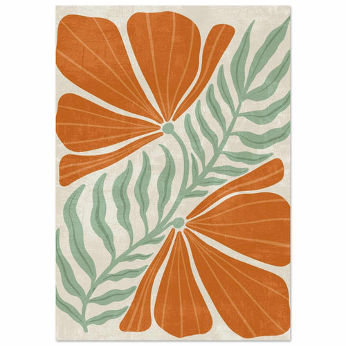Artfulprints Poster Boho – Orange florals   - A4 21x29.7 cm - Oranje