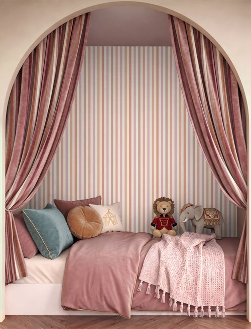 ESTAhome behang strepen paars en roze - 50 x 900 cm - 132257