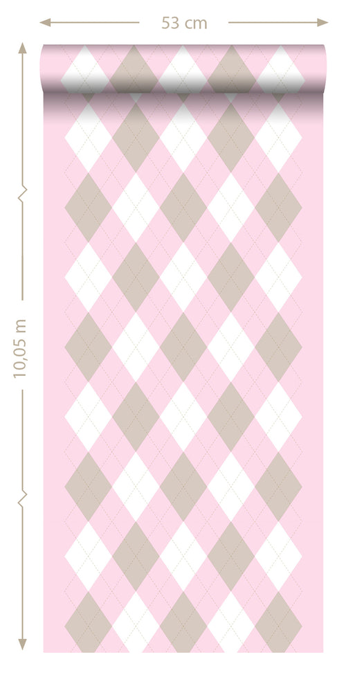 ESTAhome behang ruiten babyroze - 53 cm x 10.05 m - 114925