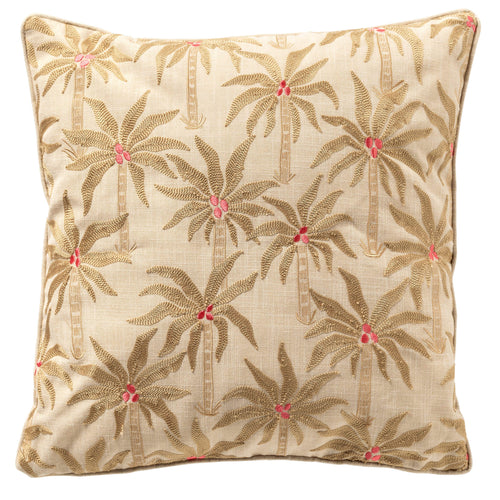 ZENNA - kussenhoes 45x45 cm - palmbomen - Almond Buff - bruin, beige