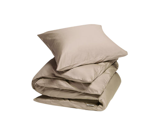 Yumeko dekbedovertrek katoen satijn warm taupe 140x220 + 1/60x70 - vtwonen shop