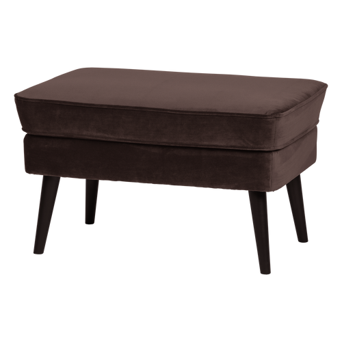 WOOOD hocker Rocco - Velvet - Donkerbruin - 47x77x51