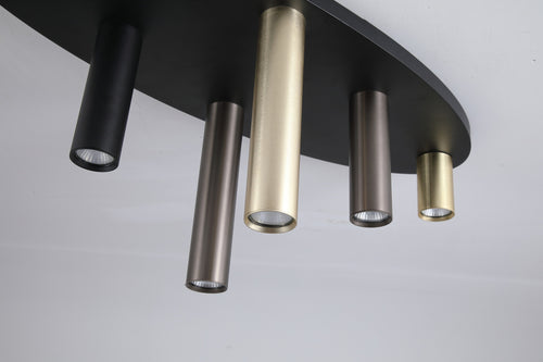Searchlight plafondlamp Tubes - 6 lichts - 80  x 28.5   cm - zwart brons messing