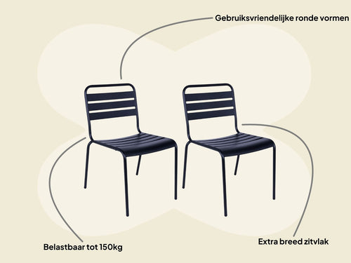 MaximaVida metalen tuinstoel Max zwart - doos per 2 stuks
