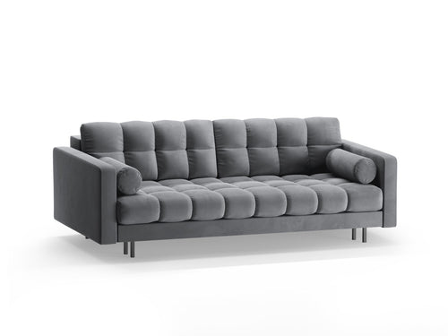 Cosmopolitan Design Slaapbank met opbergdoos Bali 3-zits, flueel grijs - 84x222x105cm