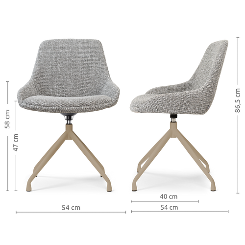 Nolon Nola-Mae draaibare eetkamerstoel grijs blend - beige onderstel