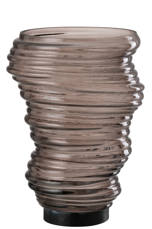 J-Line vaas Tornado - glas - grijs - large - Ø 20 cm - vtwonen shop