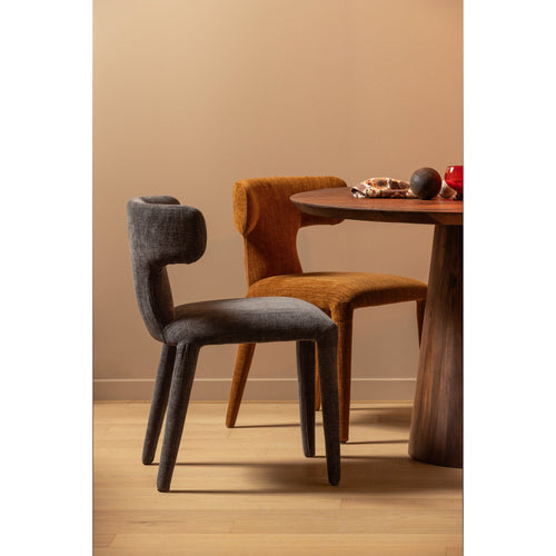 WOOOD eetkamerstoelen Permit - Polyester - Espresso - Set van 6