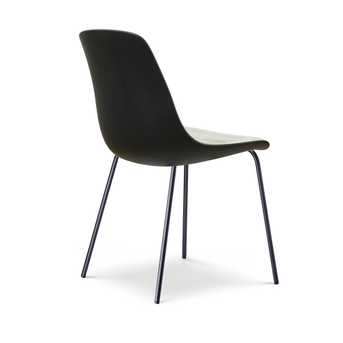 Nolon Nora-Liv eetkamerstoel zwart met naturelbeige zitkussen - zwart onderstel - vtwonen shop