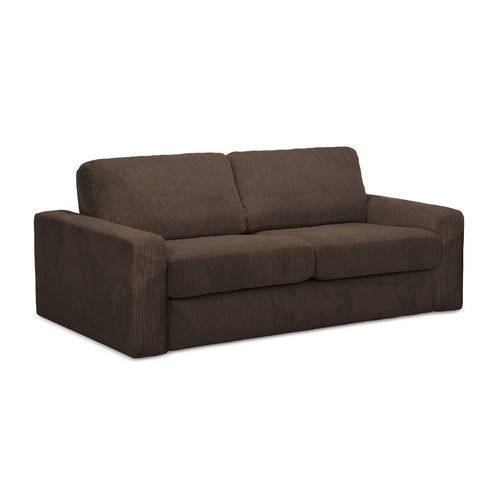 LaMiaSofa 3-zits slaapbank Como - ribfluweel - chocolade - 195x100x80
