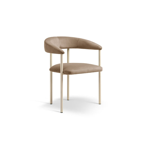 Set van 2 fluwelen stoelen Lea flueel beige amandel - 53.5x56.5x74cm