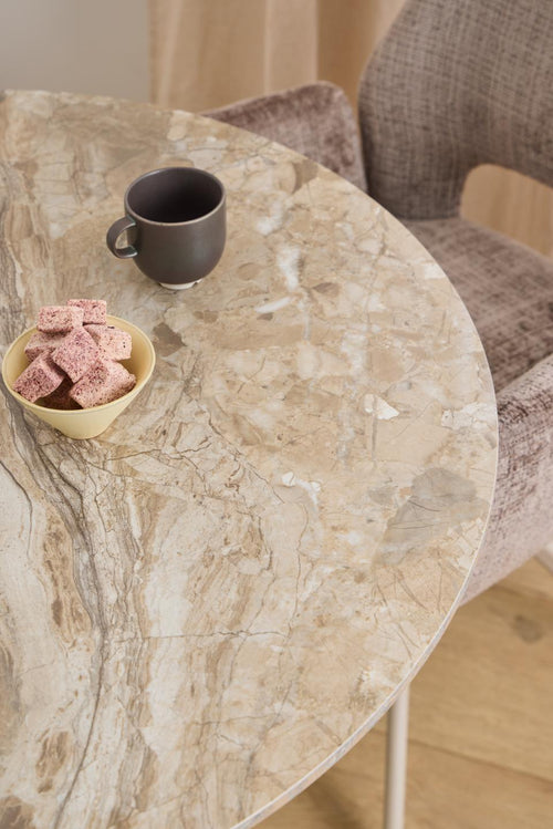 Rebellenclub  Alva Eetkamertafel - ø90 cm - Marmerlook