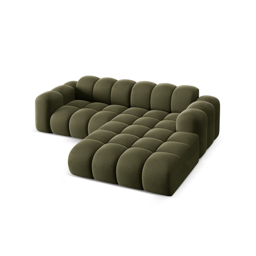 Cosmopolitan Design - Rechter hoekbank Treno 3-zits, flueel groente - 184x240x70cm