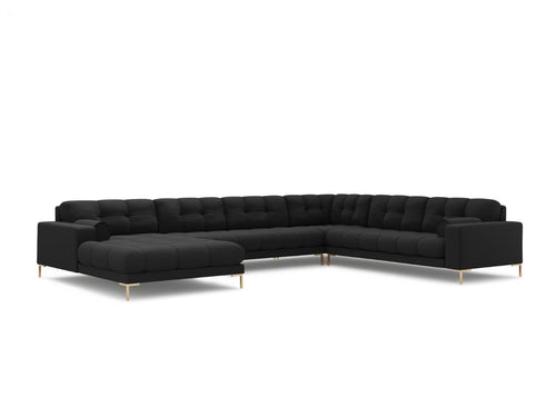 Cosmopolitan Design Panoramische hoekbank rechts Bali 7-zits, structurele stof, donkergrijs - 256x327x75cm