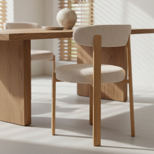 DÉJA Living Eetkamerstoel Lagan - Beige/Naturel Stof - Set van 2 - vtwonen shop