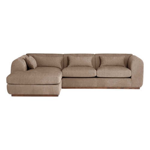 WOOOD hoekbank links Brenvo - Structure Velvet - Lichtbruin - 73x306x178