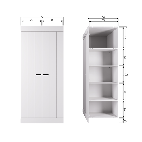 WOOOD lage kast 2-deurs Connect - Grenen - Wit - 175x77x56 - vtwonen shop