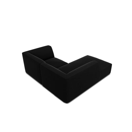Cosmopolitan Design - Modulaire hoekbank links Siena 3-zits, flueel zwart - 180x186x69cm