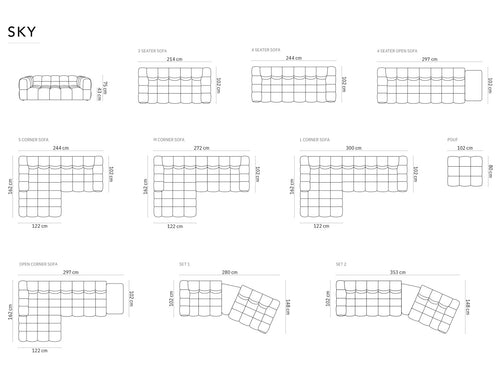 Cosmopolitan Design Modulaire hoekbank links Sky 4-zits, flueel, terracotta - 162x300x70cm