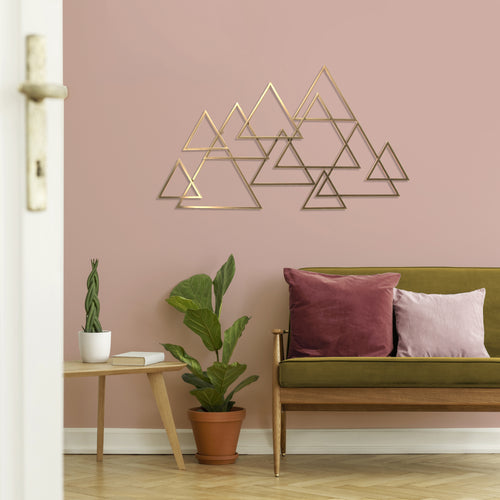 Art for the Home Metal Art - Moderne Driehoeken - Goud - 1,11m x 64cm - vtwonen shop