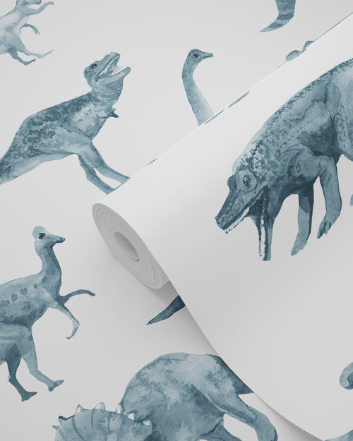 ESTAhome behang dinosaurussen donkerblauw - 50 x 900 cm - 131201