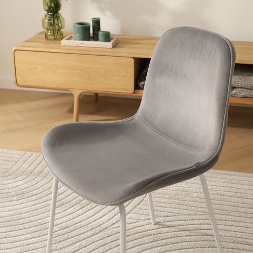 Nolon Nora-Fé Eetkamerstoel Grijs - Velvet - Wit Onderstel - vtwonen shop