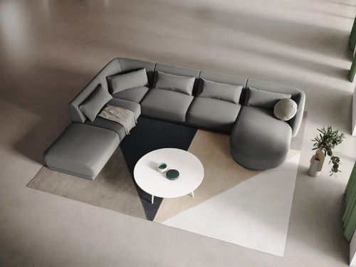 Cosmopolitan Design Panoramische hoekbank links Tulum 6-zits, flueel, lichtgrijs - 255x330x70cm