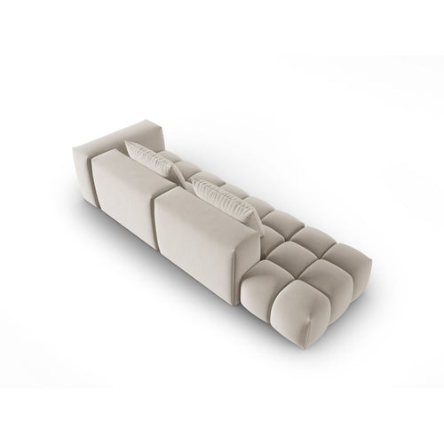Cosmopolitan Design - Linker modulaire bank Verona 4-zits, flueel ecru - 85x265x70cm