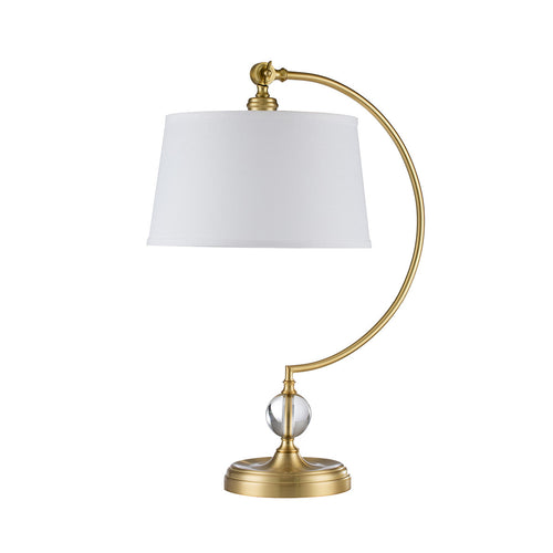 Elstead Quoizel Jenkins Tafellamp met ronde taps toelopende kap van geborsteld messing