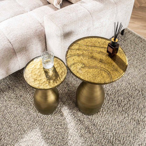 Giga Meubel Bijzettafel Eclipse - Goud Metaal/Glas - 40x40x60cm