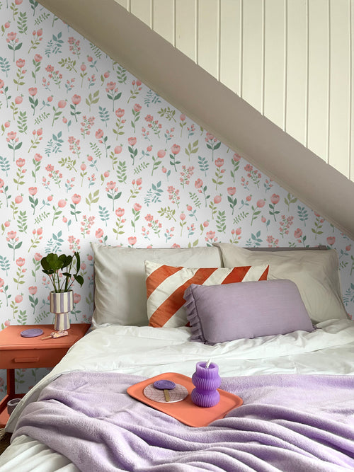 ESTAhome behang bloemen roze en vergrijsd groen - 50 x 900 cm - 139977 - vtwonen shop