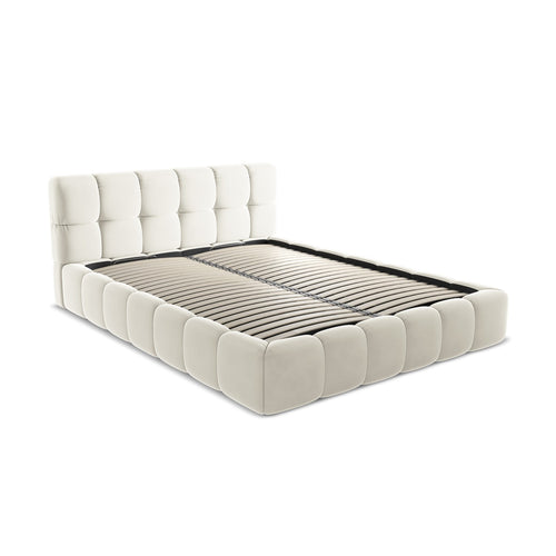 LaMiaSofa Bed met opbergruimte Roma - velours - lichtbeige - 180x228x82
