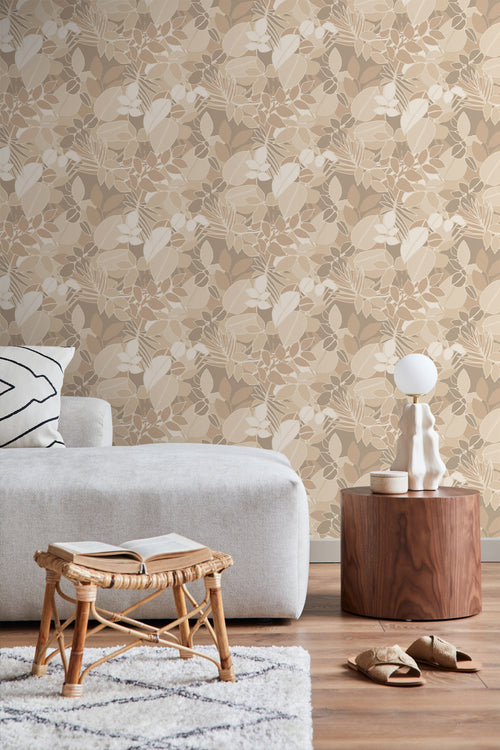 ESTAhome behang bladeren beige - 50 x 900 cm - 139845 - vtwonen shop