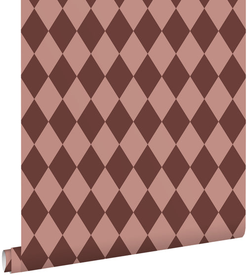 ESTAhome behang ruiten donker paars en roze - 50 x 900 cm - 131935